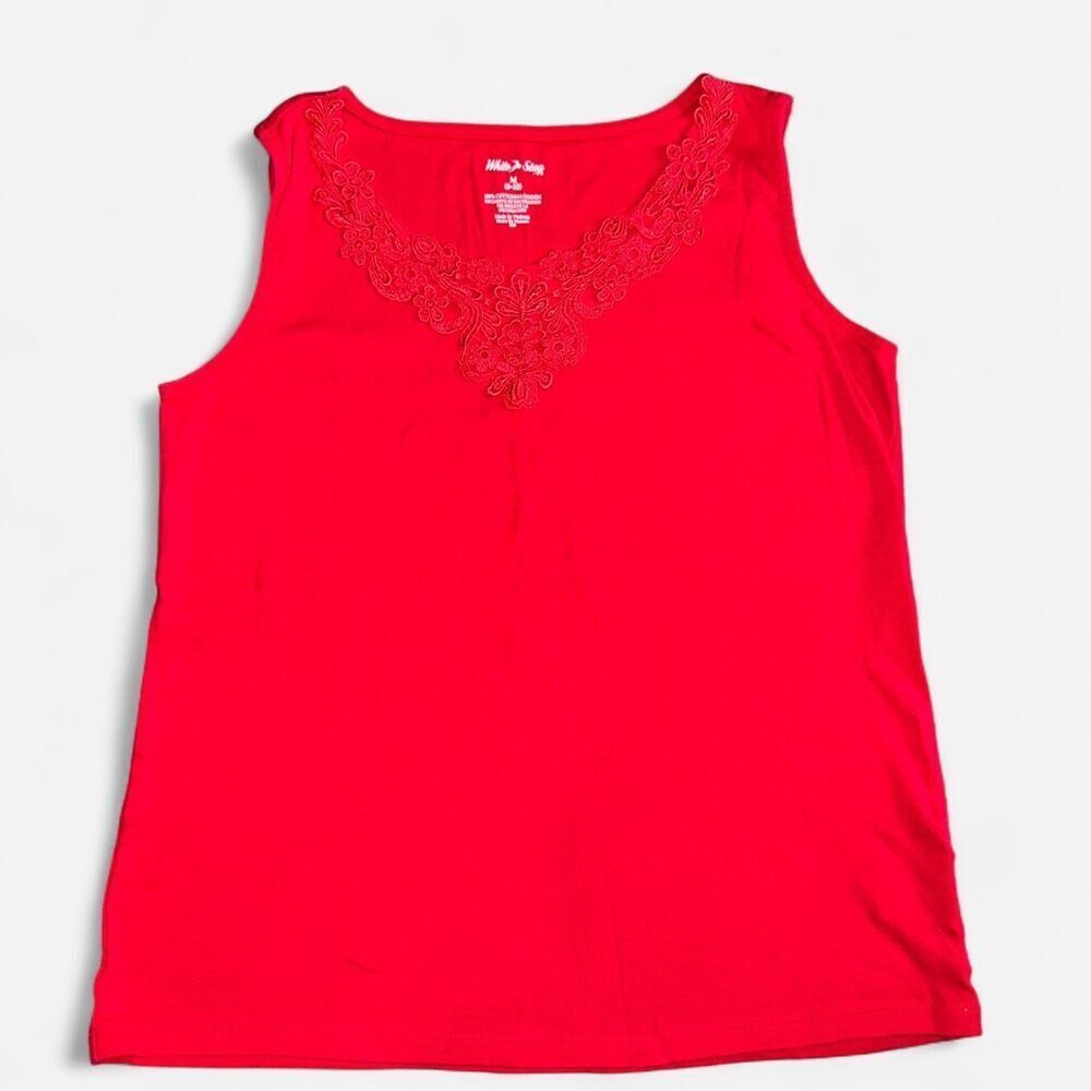Red Lace Tank Top from White Stag SIZE MEDIUM